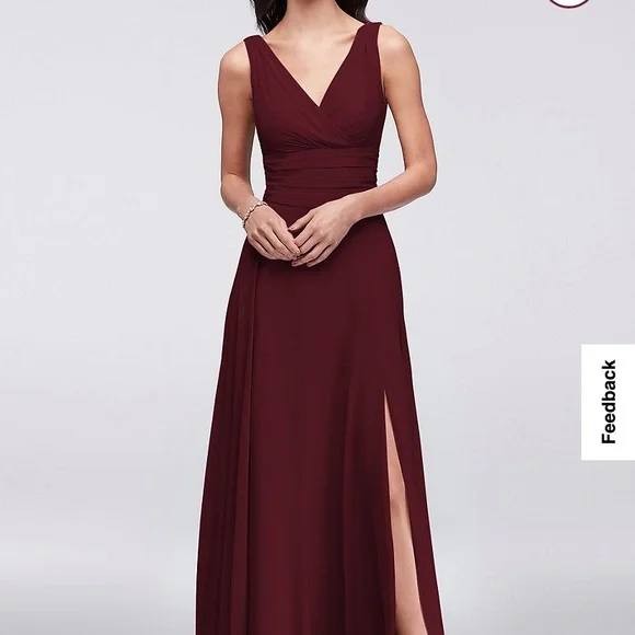 David's Bridal | Dresses | Davids Bridal Bridesmaid Dress Surplice Tank  Long Chiffon Size 6 | Poshmark